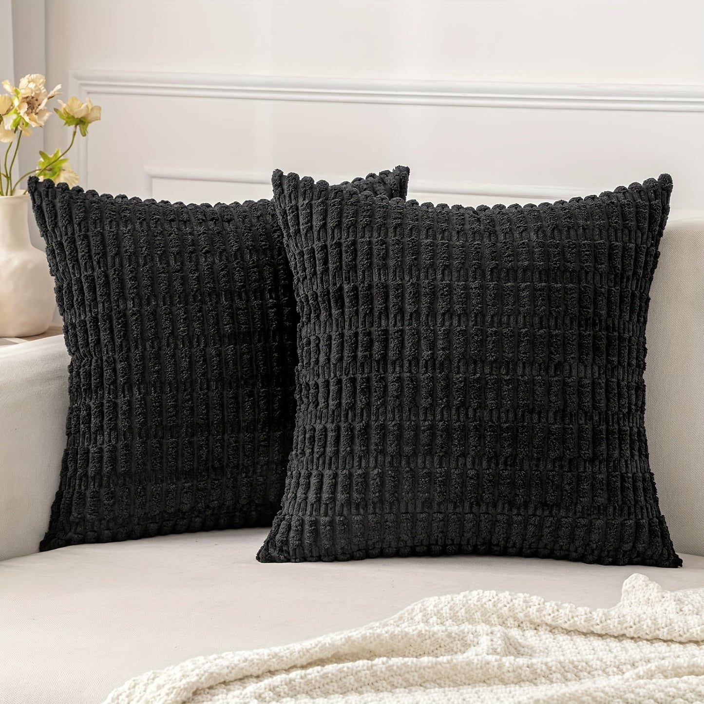 Corduroy Decorative Throw Pillow Cover Soft Bohemian Stripe Pillow Cover Modern Farmhouse Home Decoration Sofa Living Room Sofa Throw Pillow Cover