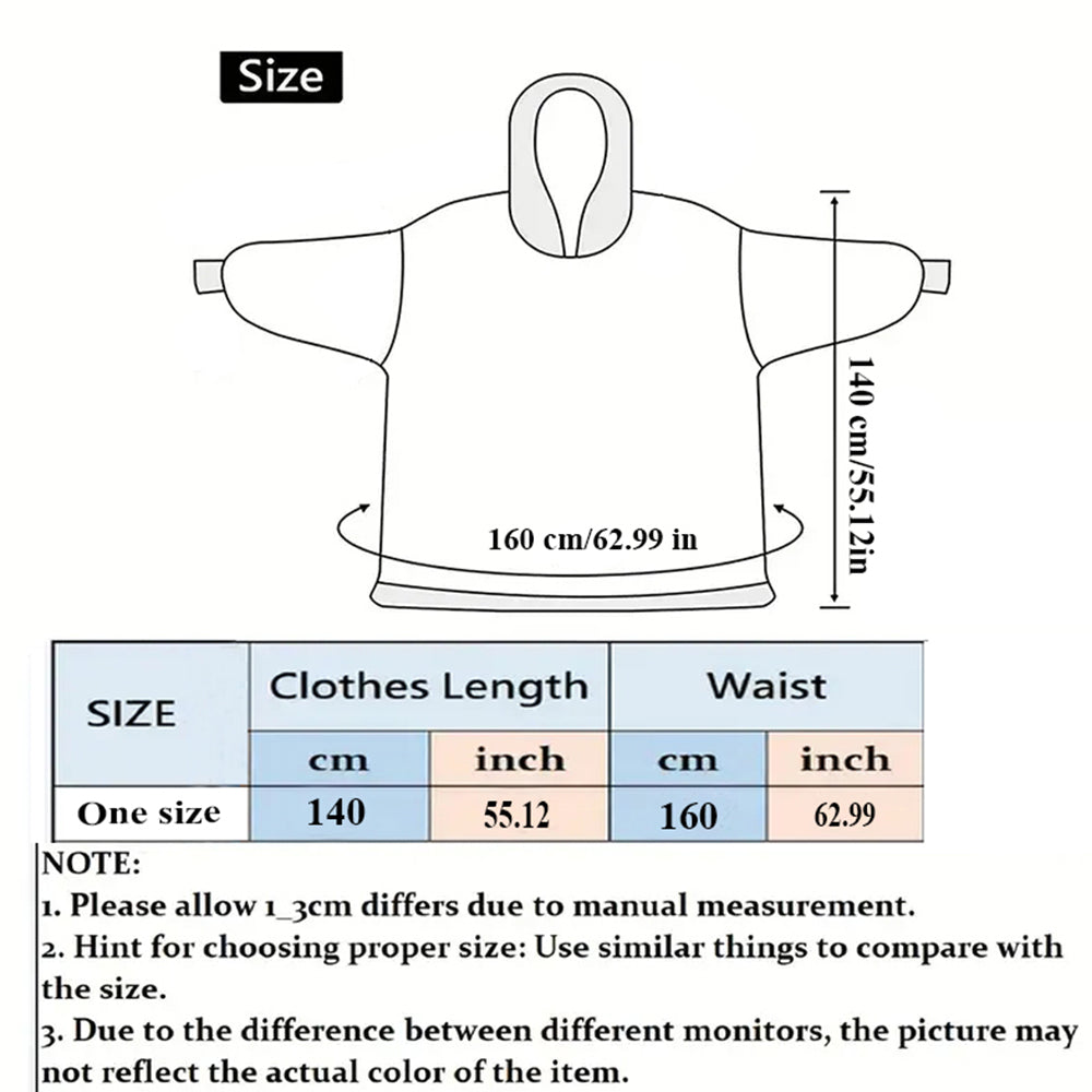 Oversized Wearable Blanket Hoodie Sweatshirt Women  Wearable Blankets Fleece Warm  Sleepwear Lazy TV Giant Blanket