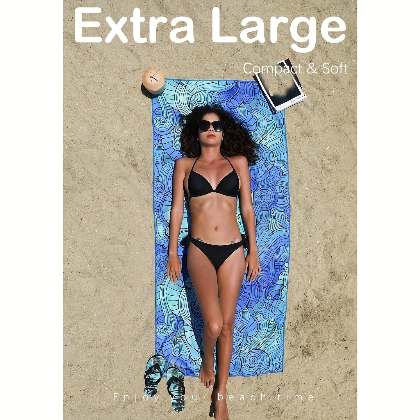 2 pcs Beach Towel Double sided print Soft and comfortable beach towel Extra Large Quick Dry Sand Free Light Weight Super Absorbent