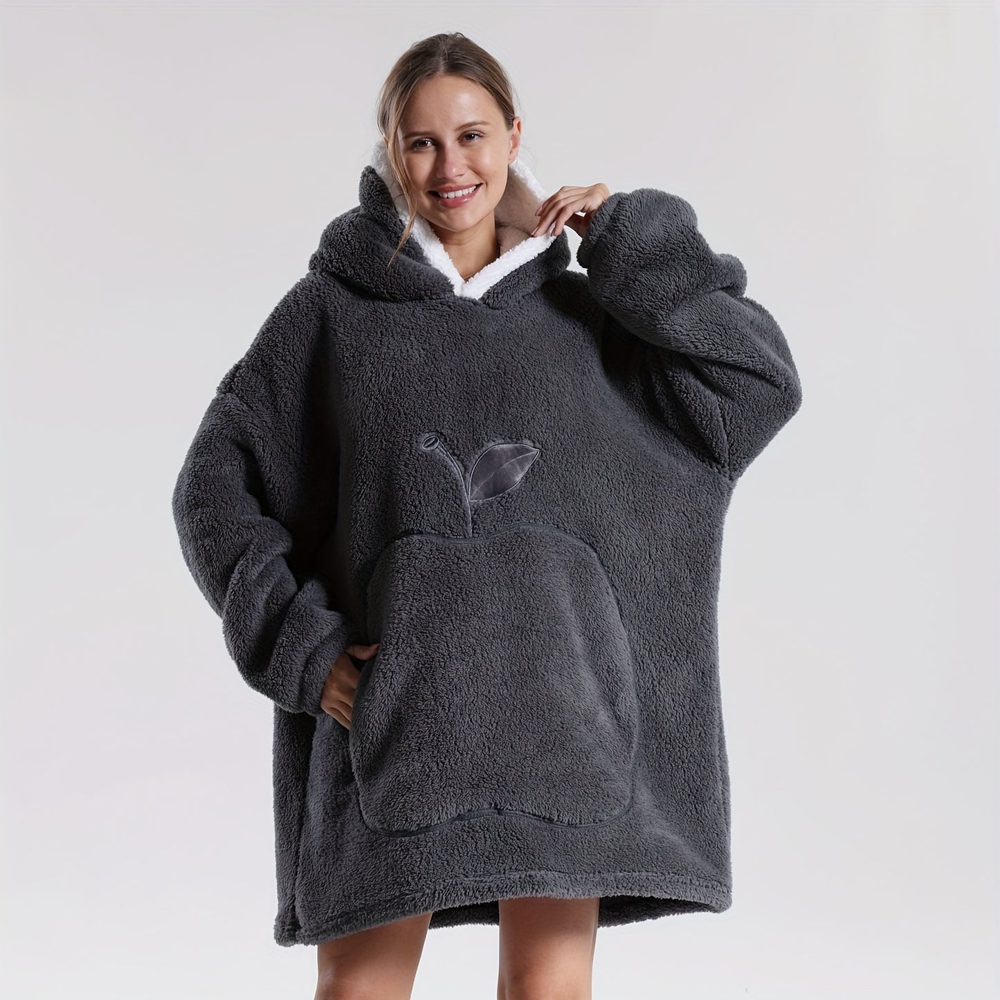 Wearable Blanket With Big Apple Pocket Cozy Warm Hoodie for Adults Soft Sweatshirt for Gifts One Size Fits All