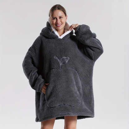 Wearable Blanket With Big Apple Pocket Cozy Warm Hoodie for Adults Soft Sweatshirt for Gifts One Size Fits All