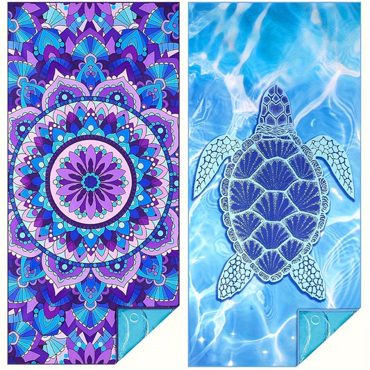 2 pcs Beach Towel Double sided print Soft and comfortable beach towel Extra Large Quick Dry Sand Free Light Weight Super Absorbent