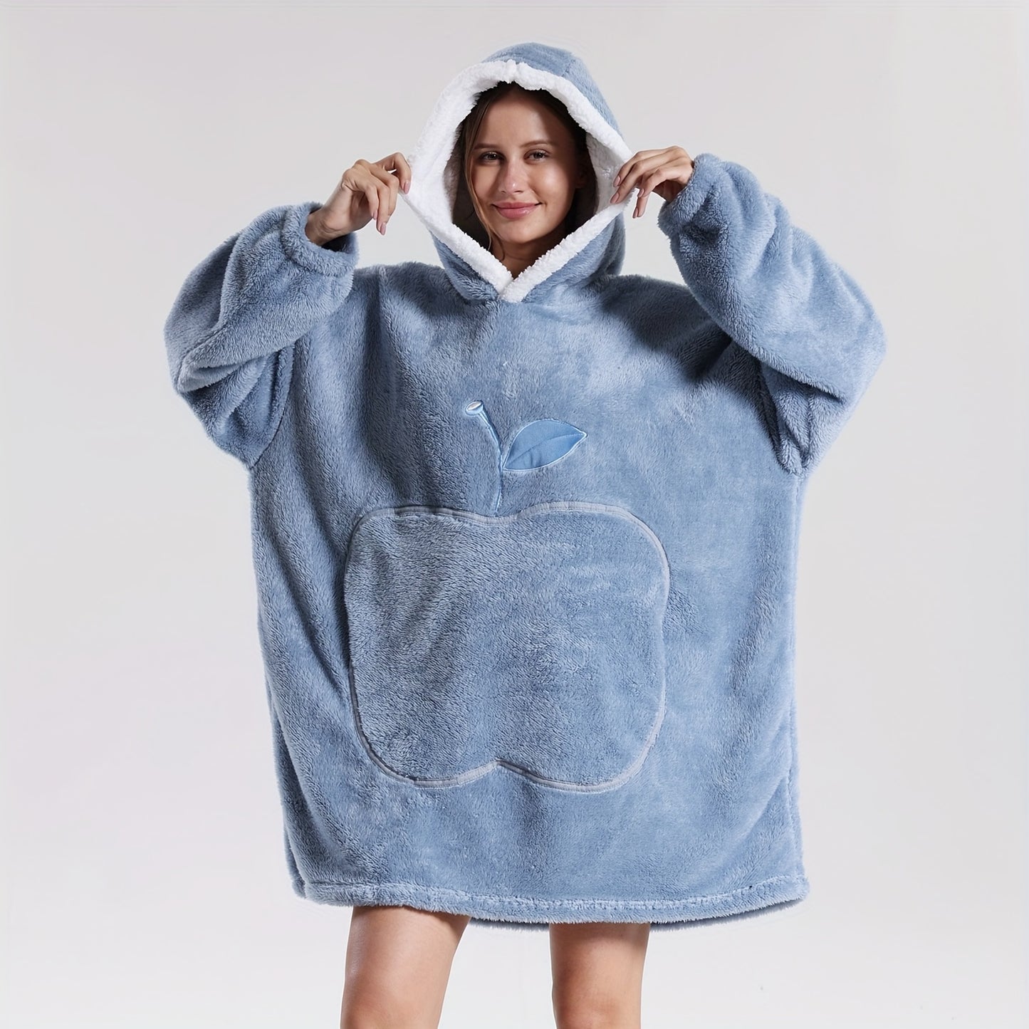 Wearable Blanket With Big Apple Pocket Cozy Warm Hoodie for Adults Soft Sweatshirt for Gifts One Size Fits All