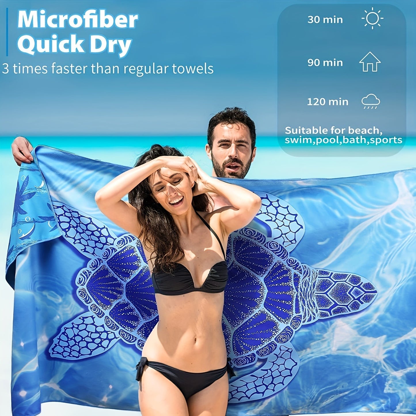 2 pcs Beach Towel Double sided print Soft and comfortable beach towel Extra Large Quick Dry Sand Free Light Weight Super Absorbent