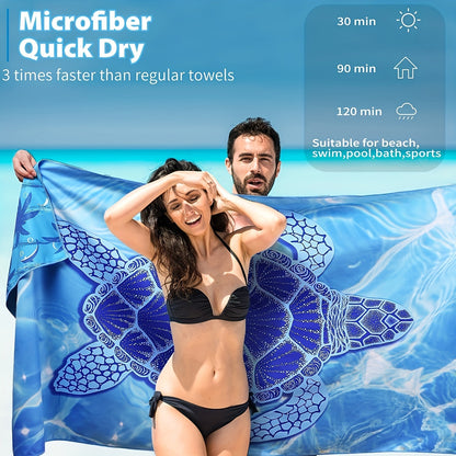 2 pcs Beach Towel Double sided print Soft and comfortable beach towel Extra Large Quick Dry Sand Free Light Weight Super Absorbent