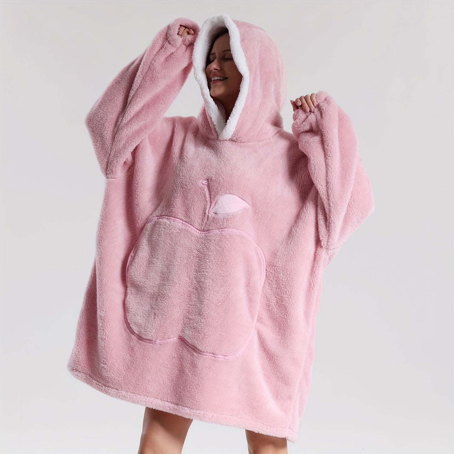Wearable Blanket With Big Apple Pocket Cozy Warm Hoodie for Adults Soft Sweatshirt for Gifts One Size Fits All