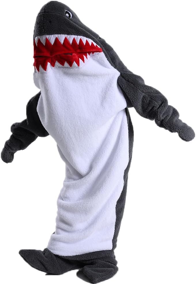 Shark Blanket for Adults, Wearable Shark Blanket Hoodie, Super Soft Cozy Throw Wearable Blanket, Sleeping Bag Cosplay Shark Costume Blanket Gifts