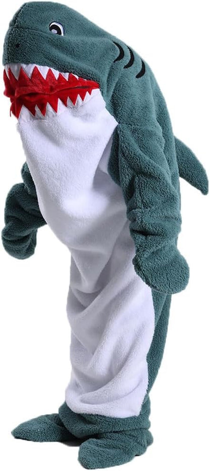 Shark Blanket for Adults, Wearable Shark Blanket Hoodie, Super Soft Cozy Throw Wearable Blanket, Sleeping Bag Cosplay Shark Costume Blanket Gifts