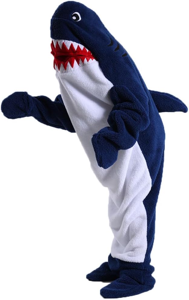 Shark Blanket for Adults, Wearable Shark Blanket Hoodie, Super Soft Cozy Throw Wearable Blanket, Sleeping Bag Cosplay Shark Costume Blanket Gifts
