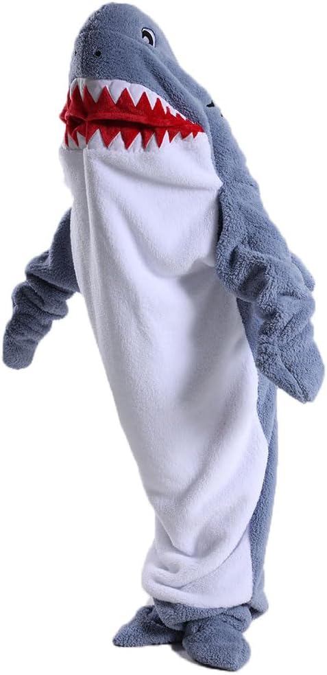 Shark Blanket for Adults, Wearable Shark Blanket Hoodie, Super Soft Cozy Throw Wearable Blanket, Sleeping Bag Cosplay Shark Costume Blanket Gifts