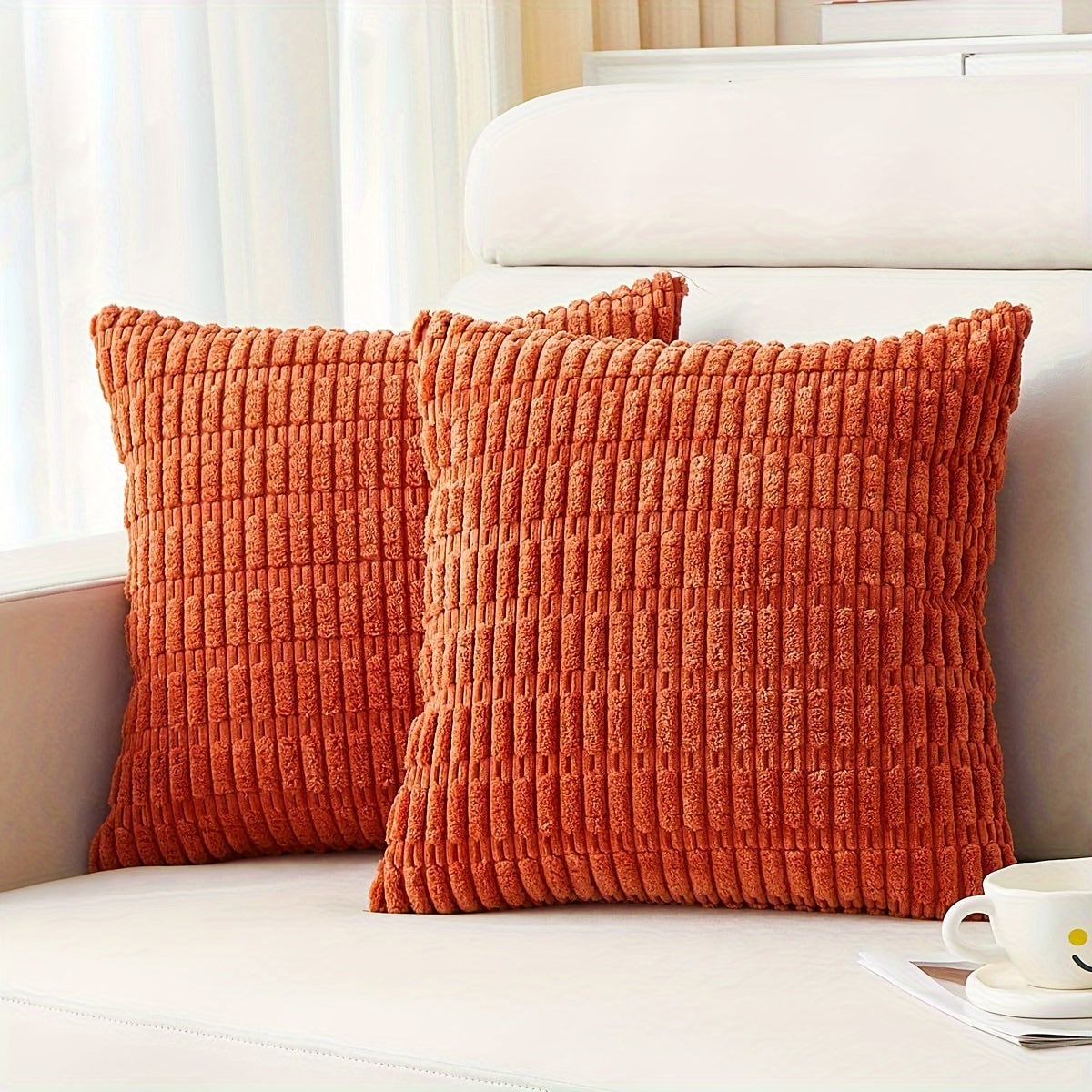 Corduroy Decorative Throw Pillow Cover Soft Bohemian Stripe Pillow Cover Modern Farmhouse Home Decoration Sofa Living Room Sofa Throw Pillow Cover
