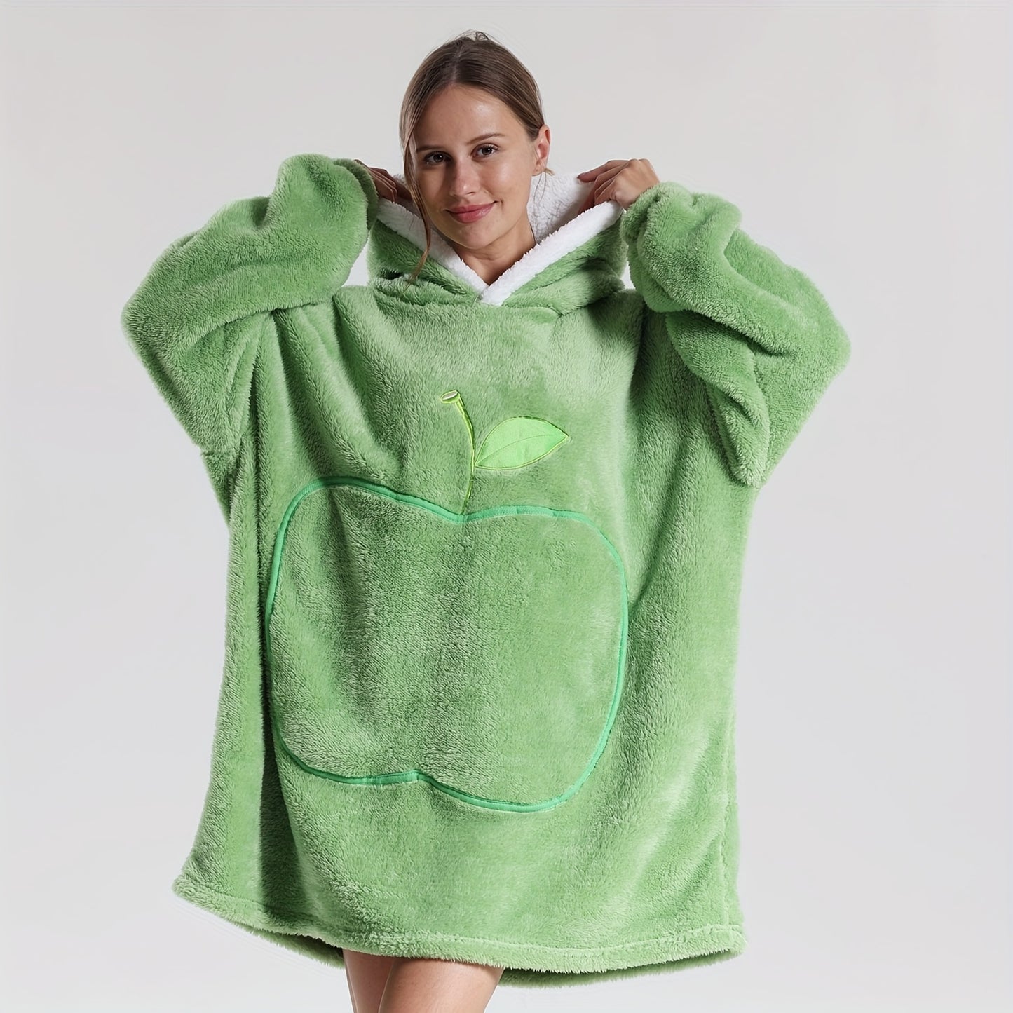 Wearable Blanket With Big Apple Pocket Cozy Warm Hoodie for Adults Soft Sweatshirt for Gifts One Size Fits All