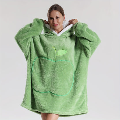 Wearable Blanket With Big Apple Pocket Cozy Warm Hoodie for Adults Soft Sweatshirt for Gifts One Size Fits All