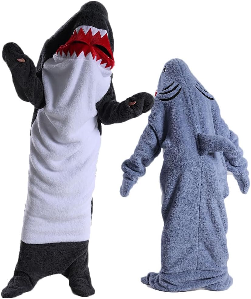 Shark Blanket for Adults, Wearable Shark Blanket Hoodie, Super Soft Cozy Throw Wearable Blanket, Sleeping Bag Cosplay Shark Costume Blanket Gifts