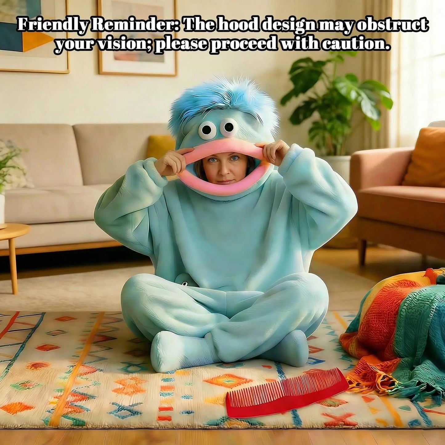 Adorable Monster Costume Party Set, Outfit, Dress Up Costume, Costume Use, Comfortable Hooded Flannel Pajamas, Includes Robe Comb , Soft Long Home, Perfect for Parties Gifts