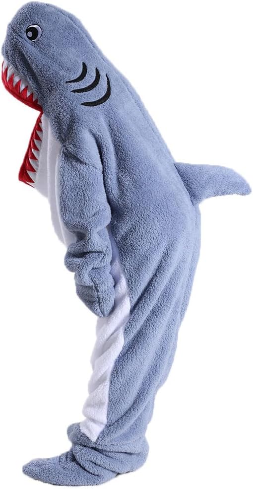 Shark Blanket for Adults, Wearable Shark Blanket Hoodie, Super Soft Cozy Throw Wearable Blanket, Sleeping Bag Cosplay Shark Costume Blanket Gifts