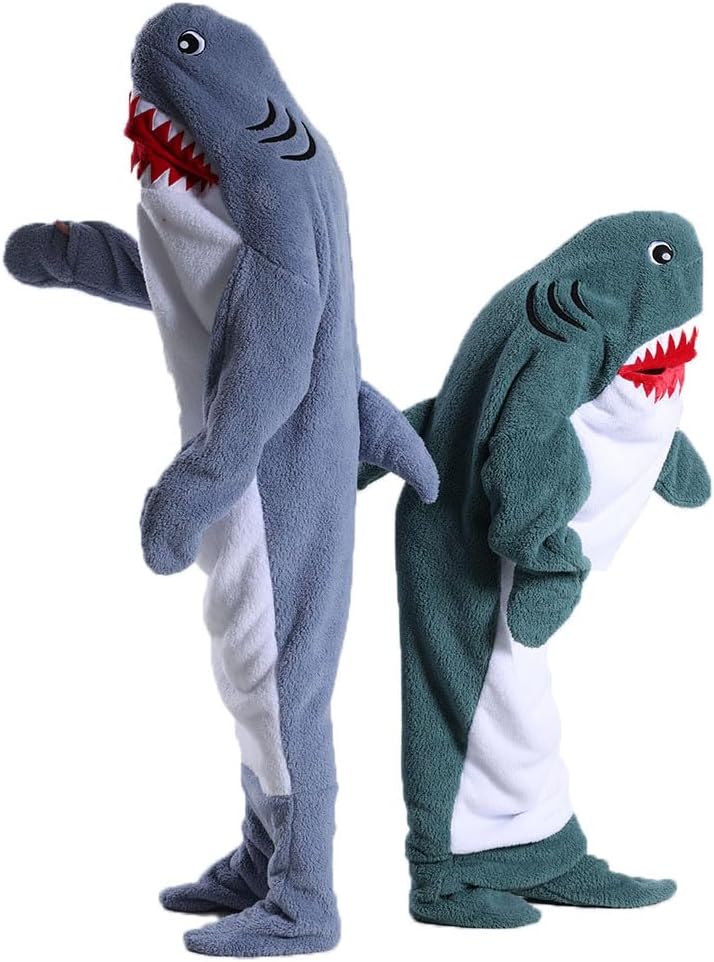 Shark Blanket for Adults, Wearable Shark Blanket Hoodie, Super Soft Cozy Throw Wearable Blanket, Sleeping Bag Cosplay Shark Costume Blanket Gifts