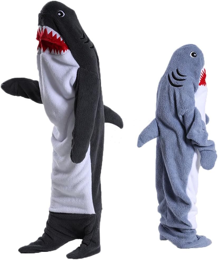 Shark Blanket for Adults, Wearable Shark Blanket Hoodie, Super Soft Cozy Throw Wearable Blanket, Sleeping Bag Cosplay Shark Costume Blanket Gifts