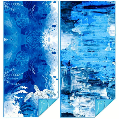 2 pcs Beach Towel Double sided print Soft and comfortable beach towel Extra Large Quick Dry Sand Free Light Weight Super Absorbent