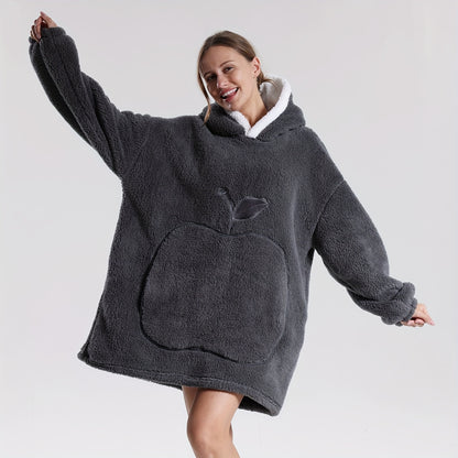 Wearable Blanket With Big Apple Pocket Cozy Warm Hoodie for Adults Soft Sweatshirt for Gifts One Size Fits All
