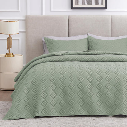 Cabin Quilts Set Summer Quilt Lightweight Microfiber Bedspread Coin Pattern Coverlet for All Season - 3 Piece (1 Quilt, 2 Pillow Shams)