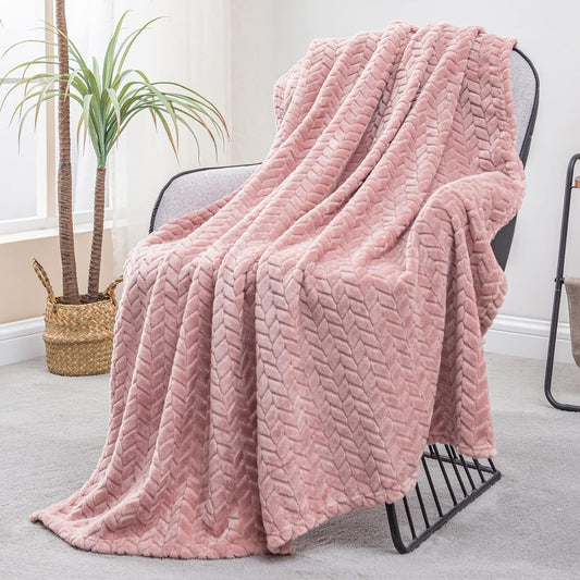 Super Soft Throw Blanket Premium Silky Flannel Fleece Leaves Pattern Lightweight Bed Blanket All Season Use