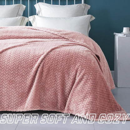 Super Soft Throw Blanket Premium Silky Flannel Fleece Leaves Pattern Lightweight Bed Blanket All Season Use