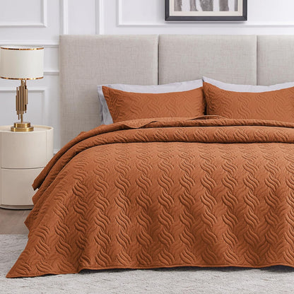 Cabin Quilts Set Summer Quilt Lightweight Microfiber Bedspread Coin Pattern Coverlet for All Season - 3 Piece (1 Quilt, 2 Pillow Shams)