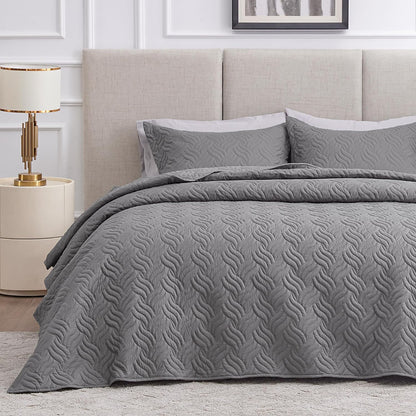 Cabin Quilts Set Summer Quilt Lightweight Microfiber Bedspread Coin Pattern Coverlet for All Season - 3 Piece (1 Quilt, 2 Pillow Shams)