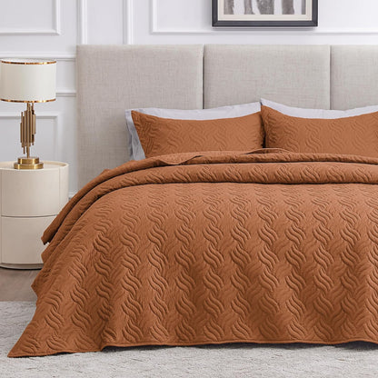 Cabin Quilts Set Summer Quilt Lightweight Microfiber Bedspread Coin Pattern Coverlet for All Season - 3 Piece (1 Quilt, 2 Pillow Shams)