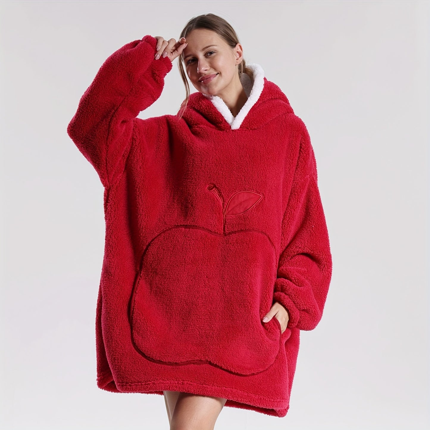 Wearable Blanket With Big Apple Pocket Cozy Warm Hoodie for Adults Soft Sweatshirt for Gifts One Size Fits All