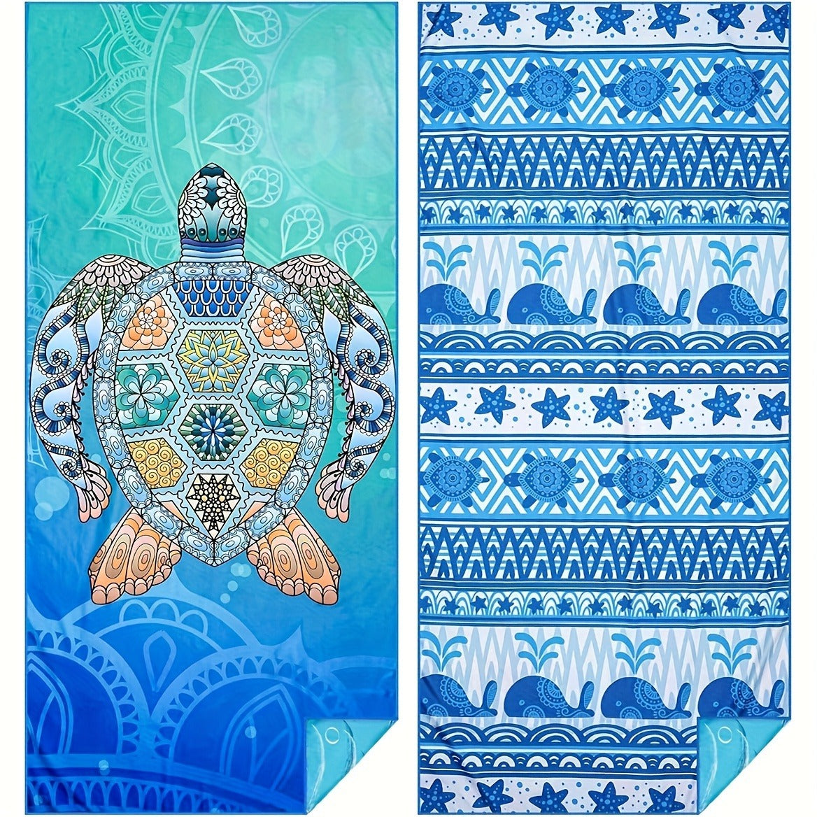 2 pcs Beach Towel Double sided print Soft and comfortable beach towel Extra Large Quick Dry Sand Free Light Weight Super Absorbent