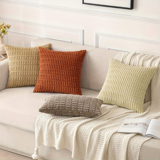 Corduroy Decorative Throw Pillow Cover Soft Bohemian Stripe Pillow Cover Modern Farmhouse Home Decoration Sofa Living Room Sofa Throw Pillow Cover