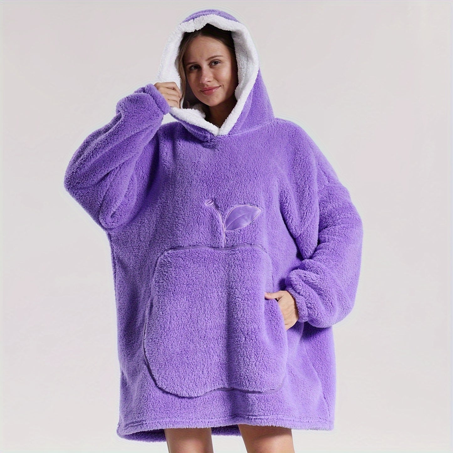 Wearable Blanket With Big Apple Pocket Cozy Warm Hoodie for Adults Soft Sweatshirt for Gifts One Size Fits All
