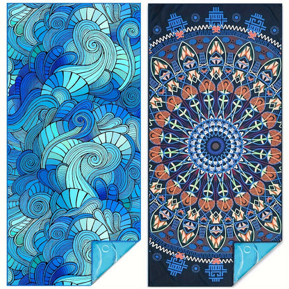2 pcs Beach Towel Double sided print Soft and comfortable beach towel Extra Large Quick Dry Sand Free Light Weight Super Absorbent