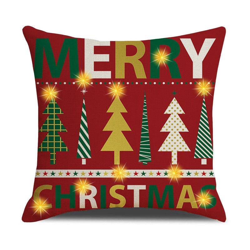 4pcs Pillow Cover Christmas Decoration With Led Sofa Pillow Cover Home Headrest Pillow Cover Cartoon Pillow Cover