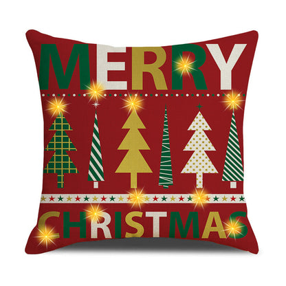 4pcs Pillow Cover Christmas Decoration With Led Sofa Pillow Cover Home Headrest Pillow Cover Cartoon Pillow Cover