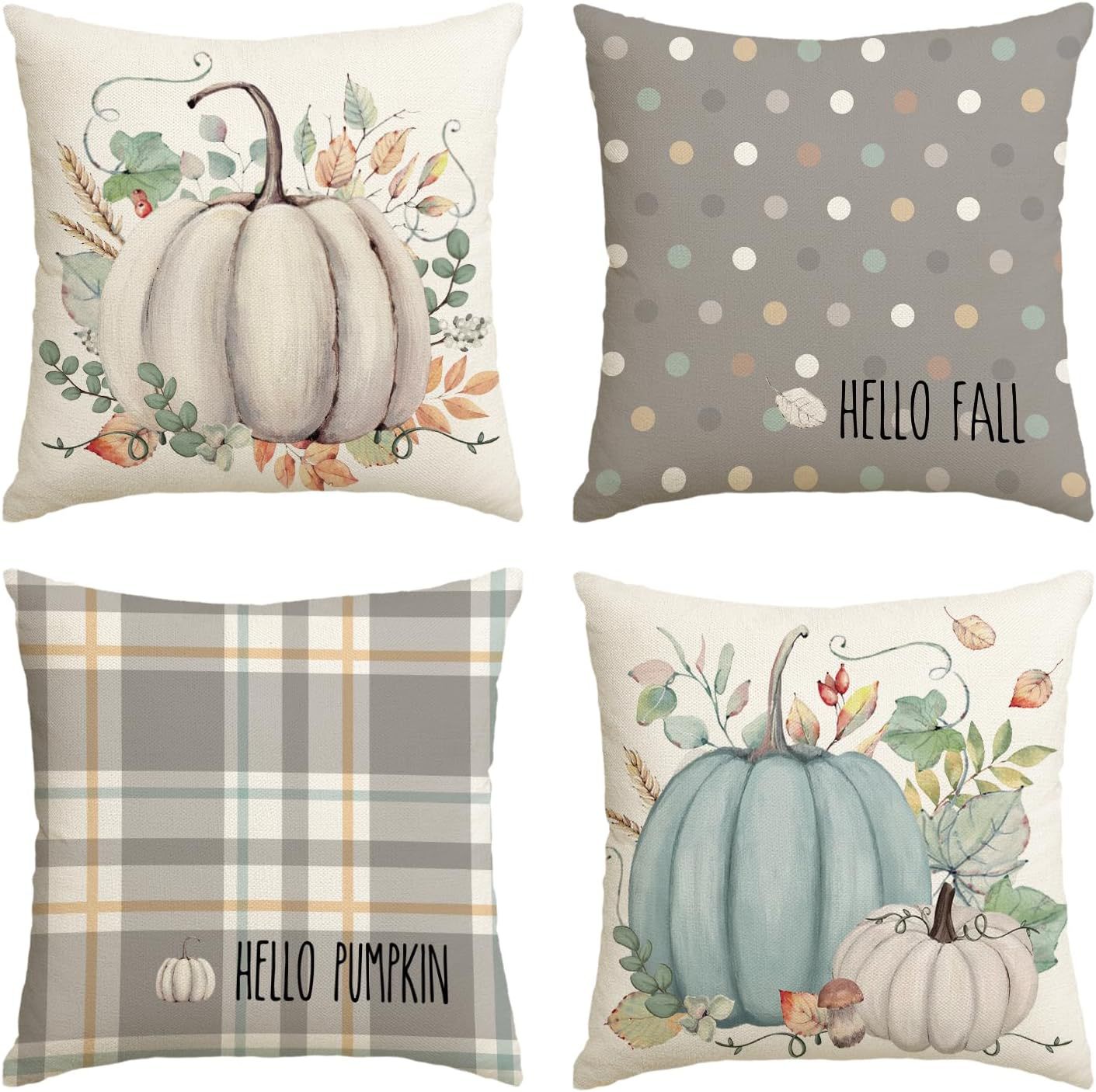 Elevate Your Home's Fall Aesthetic: 4pcs 'Hello Pumpkin' Easy-Clean Cushion Covers, Perfect for Any Room