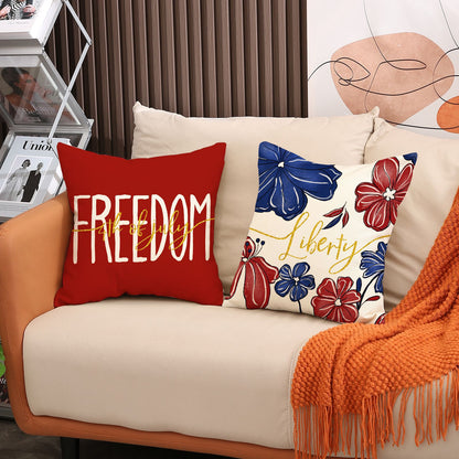 4pcs American Independence Day flag printed linen pillowcase, home living room sofa cushion cover