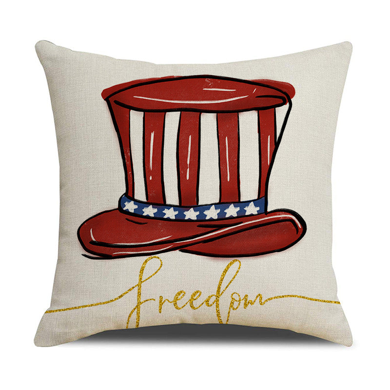 4pcs American Independence Day flag printed linen pillowcase, home living room sofa cushion cover