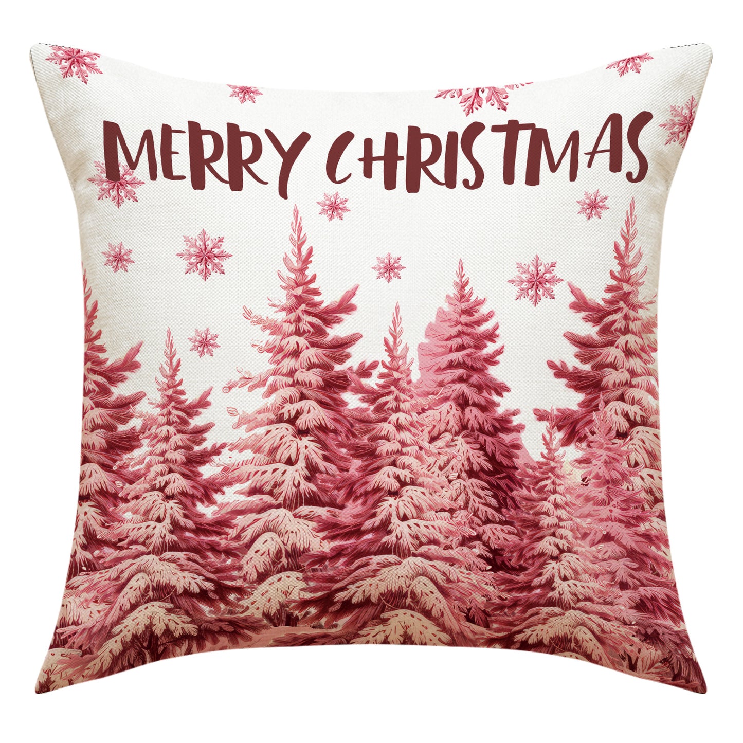 4pcs Pink Elk Christmas Pillow Cover with Linen Letter Printing Festival Decoration Living Room Sofa Cushion Cover