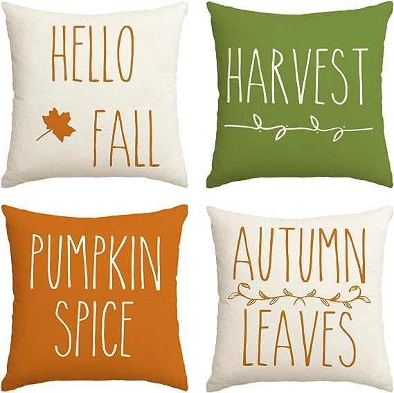 Elevate Your Home's Fall Aesthetic: 4pcs 'Hello Pumpkin' Easy-Clean Cushion Covers, Perfect for Any Room
