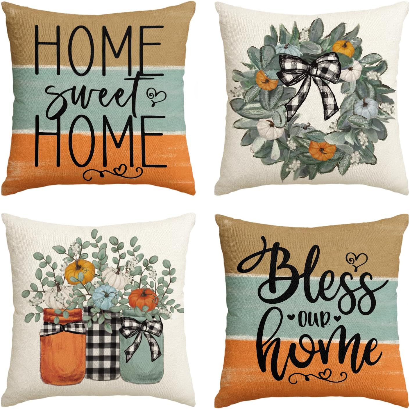Elevate Your Home's Fall Aesthetic: 4pcs 'Hello Pumpkin' Easy-Clean Cushion Covers, Perfect for Any Room