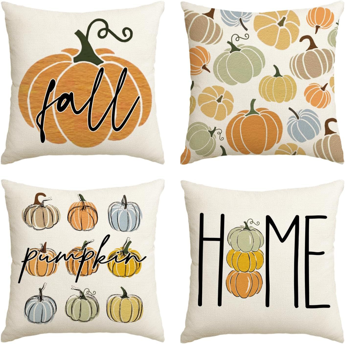 Elevate Your Home's Fall Aesthetic: 4pcs 'Hello Pumpkin' Easy-Clean Cushion Covers, Perfect for Any Room