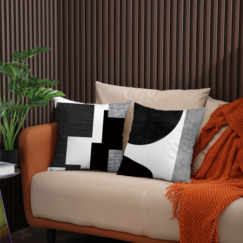 4pcs geometry patchwork black pillow cover living room sofa pillow car pillow cover