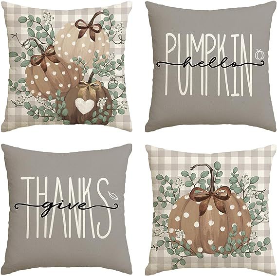 Elevate Your Home's Fall Aesthetic: 4pcs 'Hello Pumpkin' Easy-Clean Cushion Covers, Perfect for Any Room