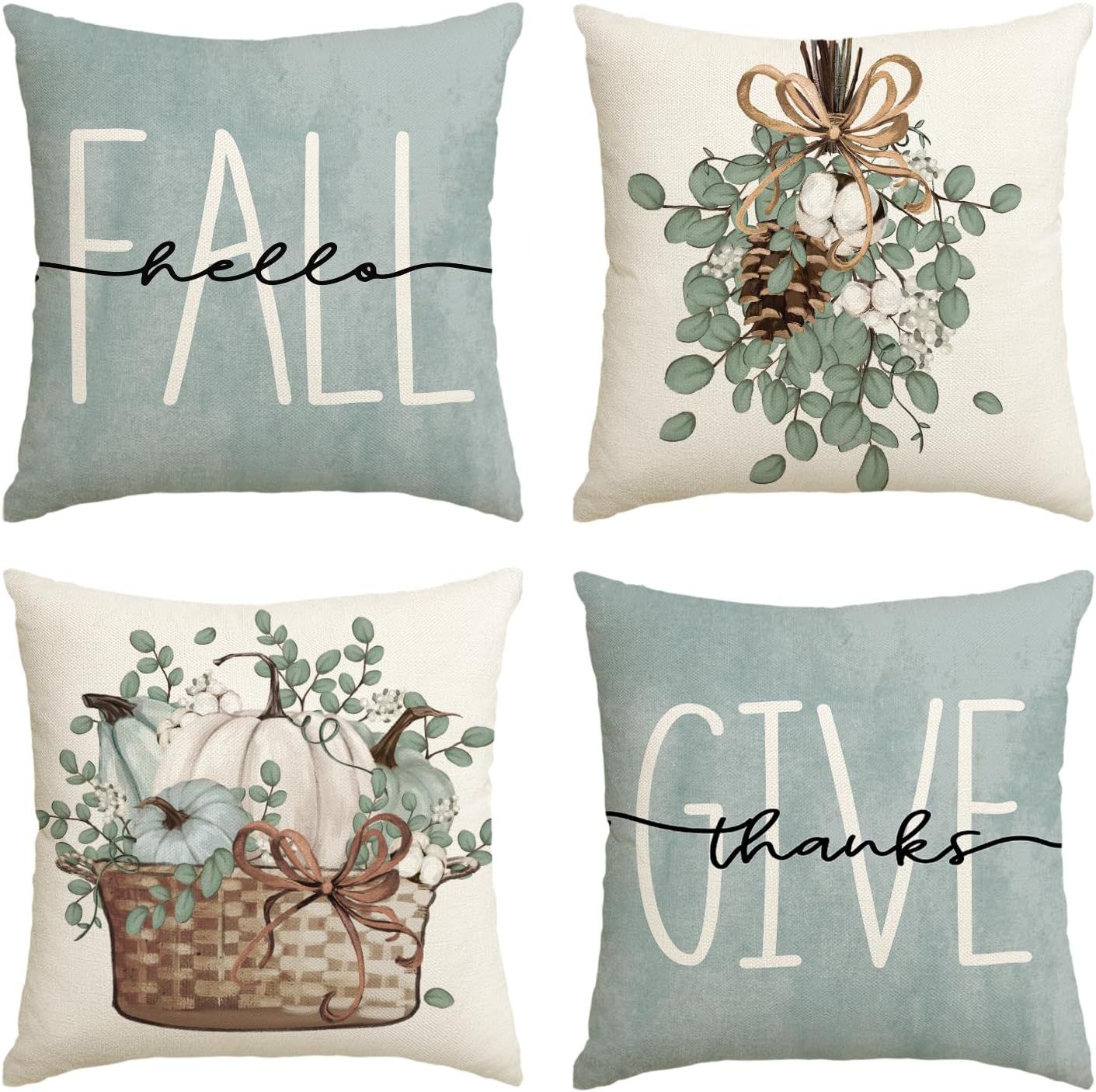 Elevate Your Home's Fall Aesthetic: 4pcs 'Hello Pumpkin' Easy-Clean Cushion Covers, Perfect for Any Room