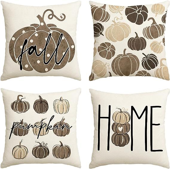 Elevate Your Home's Fall Aesthetic: 4pcs 'Hello Pumpkin' Easy-Clean Cushion Covers, Perfect for Any Room