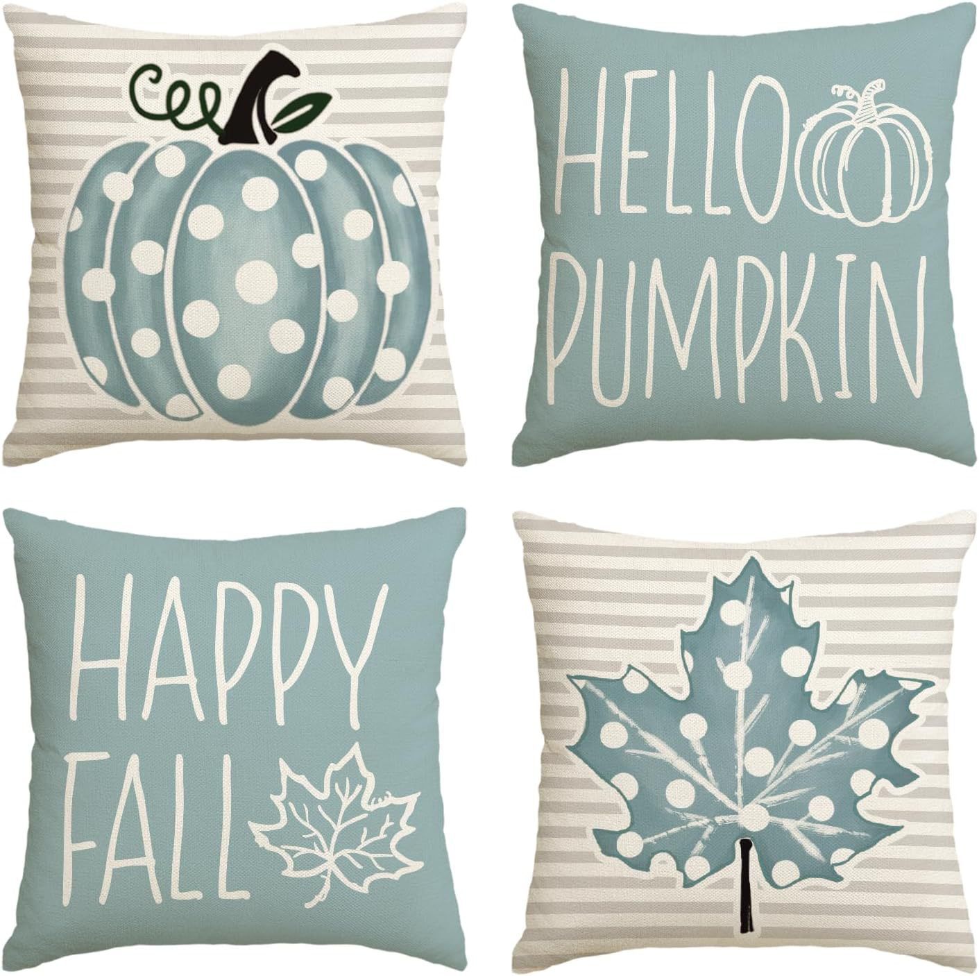 Elevate Your Home's Fall Aesthetic: 4pcs 'Hello Pumpkin' Easy-Clean Cushion Covers, Perfect for Any Room
