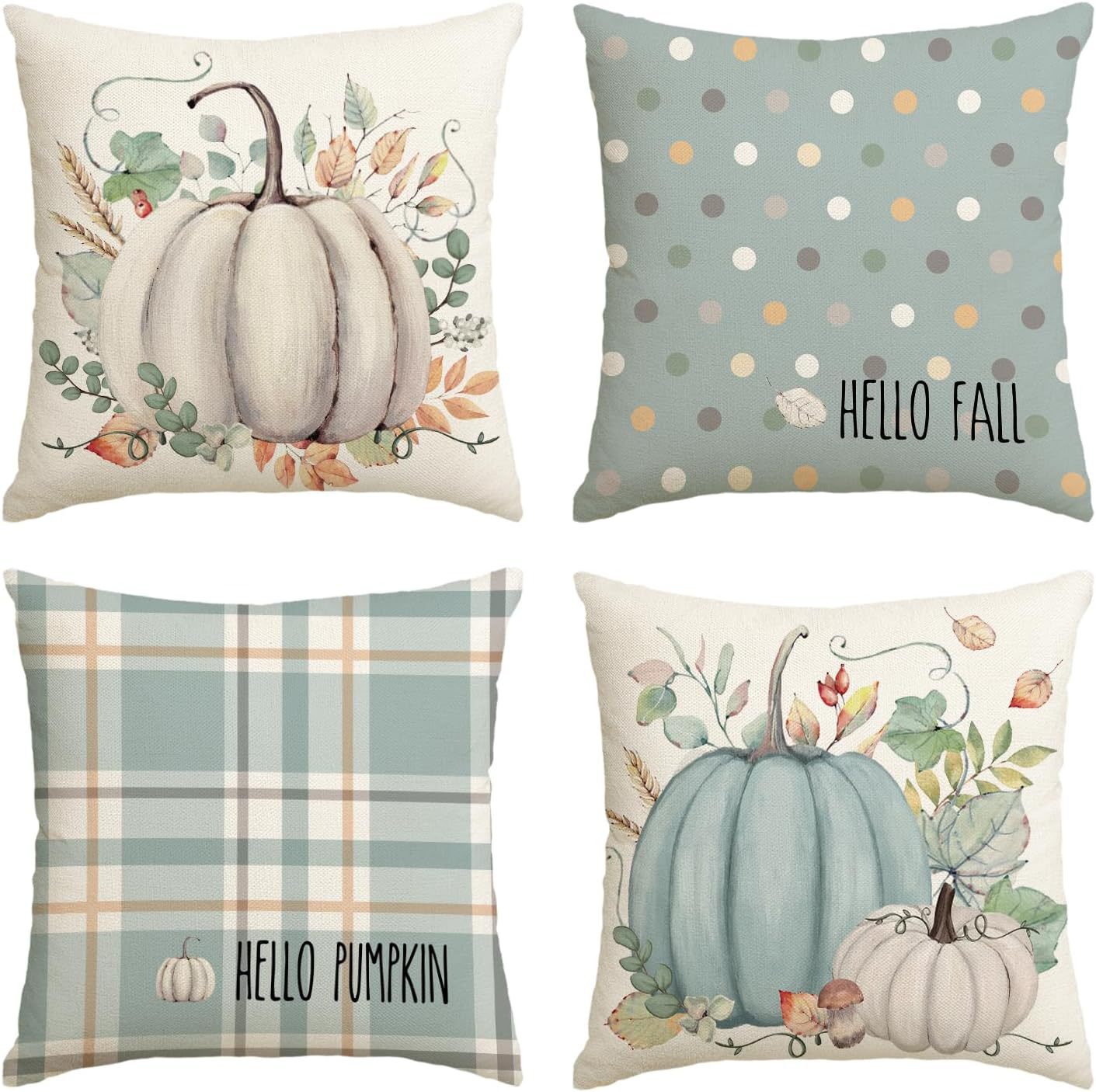 Elevate Your Home's Fall Aesthetic: 4pcs 'Hello Pumpkin' Easy-Clean Cushion Covers, Perfect for Any Room